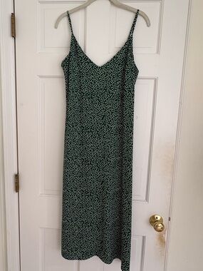 Reformation Green flower Slip Dress with V-Neck